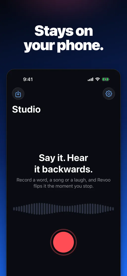 Revoo Studio, where recordings stay on the phone and are never uploaded